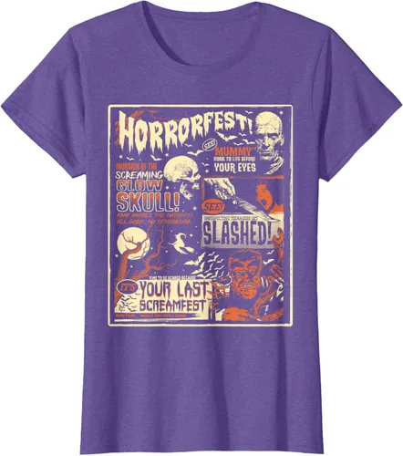 Vista 22 de Vintage Horrorfest Movie Poster Terror Old Time Halloween Camiseta S Negro