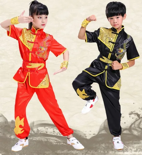 Vista 4 de Conjunto de uniforme chino de Kung Fu Maestro Tai Chi Dragón Chino para niños y niñas