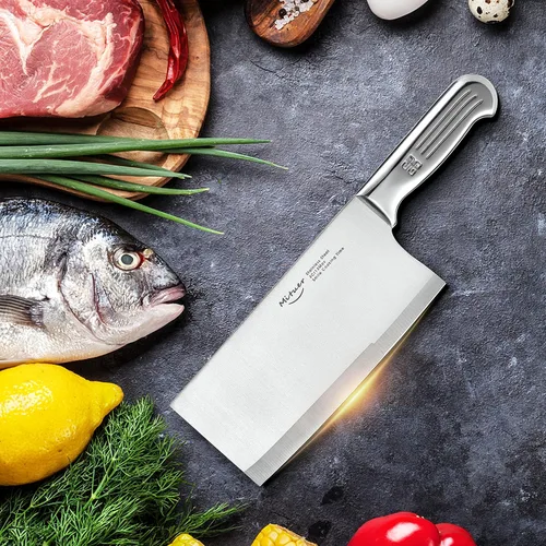 Vista 8 de Cuchillo de carnicero de 7 pulgadas, cuchillo de chef chino de acero inoxidable, cuchillo de carnicero para restaurantes y hogar