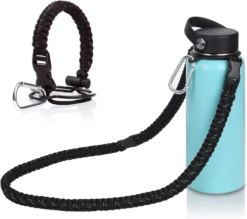 Vista 13 de Wongeto - Porta Mango de Cuerda Paracord con Correa de Hombro, Compatible con Botellas de Agua de Boca Ancha Hydro Flask