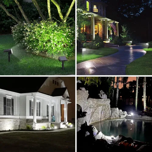 Vista 2 de WELALO Focos solares para exteriores, [2 unidades/65 LED/3 modos] focos solares de paisaje, luces de seguridad alimentadas por energía solar, luces