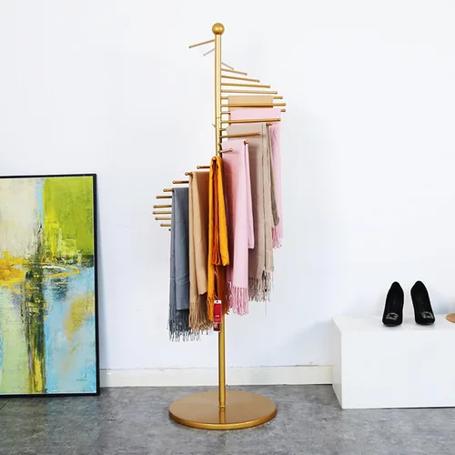 Vista 9 de Soporte independiente para bufandas, organizador de hiyab en espiral, colgador de mantas para cinturón para tienda de ropa, estante de exhibición