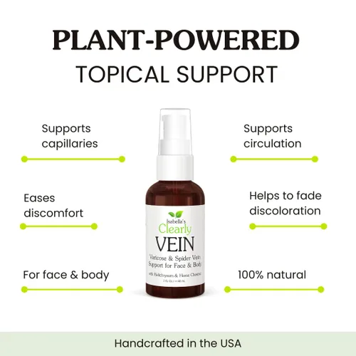 Vista 3 de Isabella's Clearly VEIN, el mejor tratamiento natural de venas varicosas y arañas vasculares para piernas, cara, cuerpo Aceites esenciales