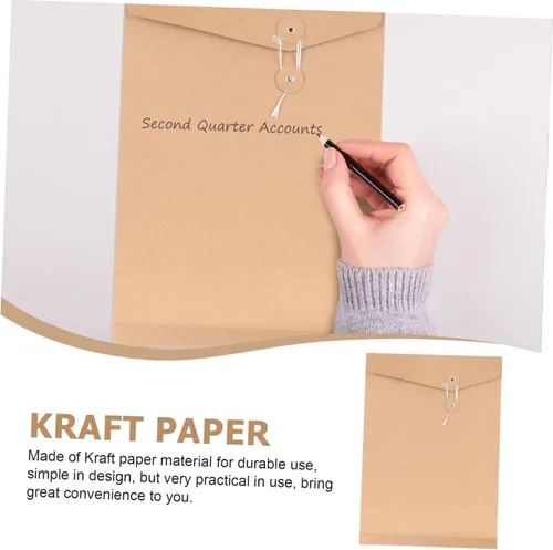 Vista 9 de Paquete de 10 carpetas de sobres de papel kraft para documentos A4, sobres de archivo para oficina, escuela, hogar, facturas