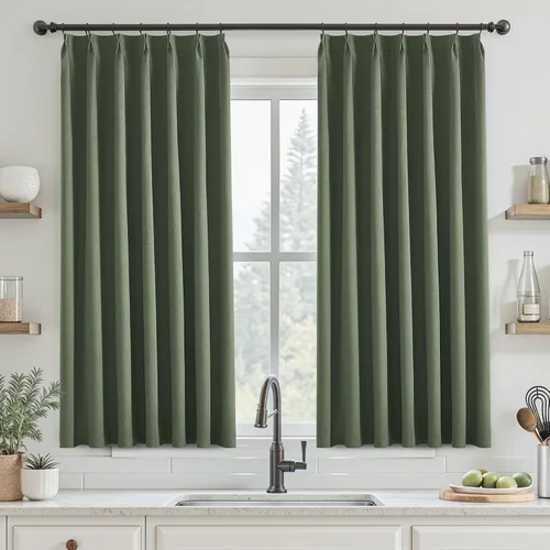 Vista 25 de UHITECH Cortinas plisadas pequeñas de 35 pulgadas de largo, cortinas opacas cortas para ventanas de sótano, aislamiento térmico, cortinas opacas