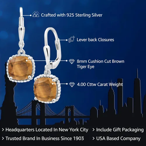 Vista 109 de Gem Stone King Aretes colgantes de plata de ley 925 de 0.315 pulgadas para mujer
