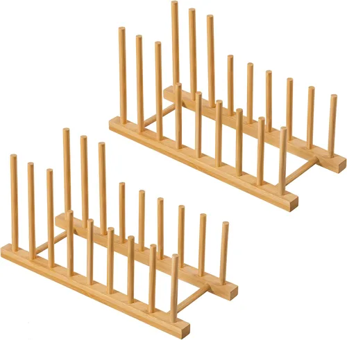 Vista 11 de HBlife Heighten - Organizador de madera de bambú para secar platos