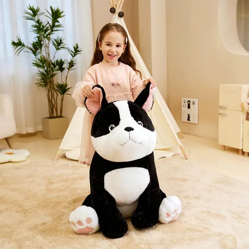 Vista 7 de IKASA Peluche de perro gigante de bulldog francés, juguetes suaves grandes de 25 pulgadas, juguetes suaves para cachorros grandes, tamaño enorme