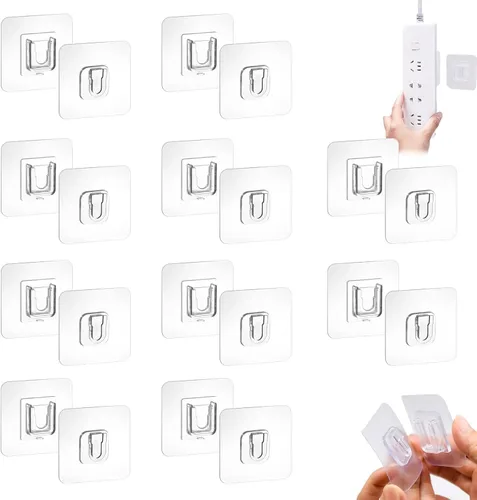 Vista 10 de Ganchos de pared adhesivos transparentes de doble cara, ganchos de pared adhesivos transparentes de doble cara, autoadhesivos sin uñas, sin daños