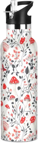 Vista 20 de Red Mushrooms Termitomyces Albuminosus Purple Double Wall Vacuum Insulated Bottles Water Bottles With Straws Leak-proof BPA-Free Leak Proof for Gym