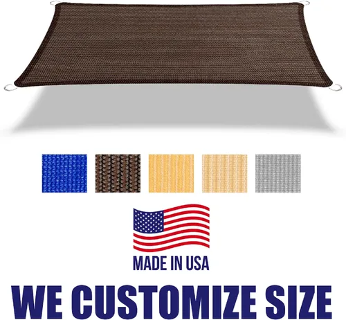Vista 2 de Toldo Vela Rectangular Marrón de 4' x 5', Carpa con 95% de Bloqueo UV, Toldo Refugio de Tela Pantalla para Patio Exterior Jardín Trasero - Grado