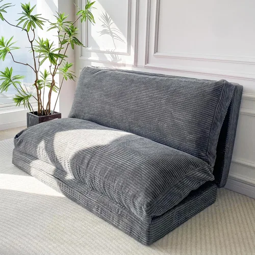 Vista 24 de MAXYOYO Sofá cama plegable, sofá de suelo, silla convertible con funda lavable, sofá de suelo, sillón, puf, cama para sala de estar, beige, 39 x 91