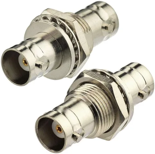 Vista 2 de Bingfu Adaptador de conector coaxial BNC hembra a BNC hembra de 50 ohmios, paquete de 2 unidades para sistema de micrófono inalámbrico, receptor CB