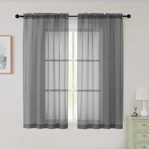 Vista 166 de 2 paneles de cortinas traslúcidas blancas para dormitorio, sala de estar, 96 pulgadas de largo, modernas, suaves, ligeras, con bolsillo para barra
