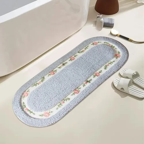 Vista 2 de Abreeze Alfombra rosa para sala de estar y dormitorio, antideslizante, ultrasuave, lavable y absorbente, 17.71x49.21 pulgadas, color azul