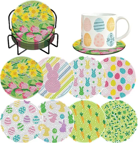 Vista 9 de 200 Estilos de Posavasos de Diamante Caja Sorpresa con Soporte DIY Arte de Diamante Posavasos Caja Sorpresa para Adultos Kits de Diamantes