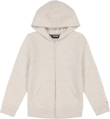 Vista 7 de Tommy Hilfiger Girls' Long Sleeve Fleece Full-Zip Hoodie Sweatshirt Bandera de corazón blanco