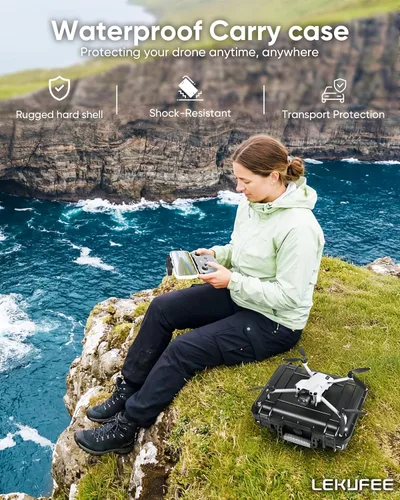 Vista 9 de Lekufee - Funda rígida impermeable para DJI Mini 5 Pro, Mini 4/3, Lito X1