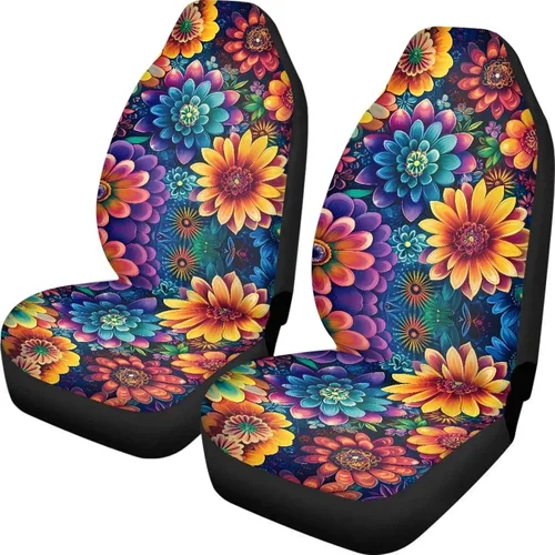 Vista 31 de INSTANTARTS Fundas de asiento de coche con diseño de dalia estética, solo para asientos delanteros, protector de asiento de vehículo, 2 unids/set