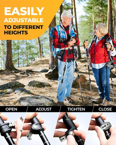 Vista 4 de Foxelli Bastones de trekking – Bastones de trekking plegables ligeros para hombres y mujeres, equilibrio perfecto y apoyo para personas mayores