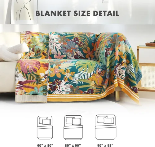 Vista 110 de MSGKV - Manta bohemia/primaveral de algodón para sofá y sala de estar, de gasa acogedora, de 50 x 60 pulgadas 50"x60" Cotton Throw, Woven Bird