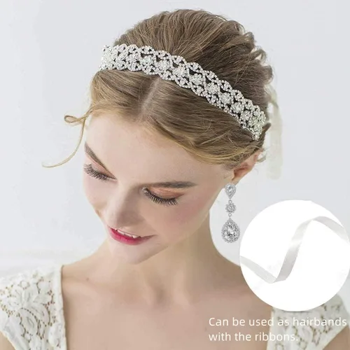 Vista 3 de Paxuan Gargantilla de boda con diamantes de imitación para mujer, collar y aretes, pulsera, cristal