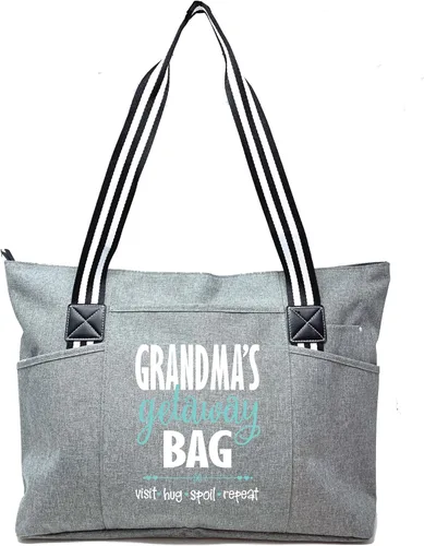 Vista 21 de Brooke & Jess Designs Bolso de mano para la abuela – Bolso de lona resistente con cremallera y bolsillo interior para la abuela para uso diario