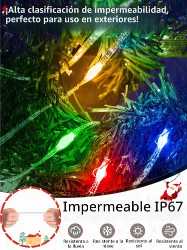 Vista 5 de Luces de Navidad para exteriores, 800 LED de 262 pies, luces de hadas multicolor IP67 impermeables, tira de luces enchufables con control remoto, 8