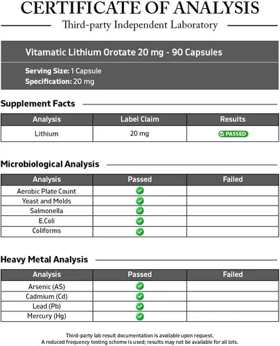 Vista 3 de Vitamatic Orotato de litio 20 mg, 90 cápsulas – Veggie Caps, sin OMG, sin gluten