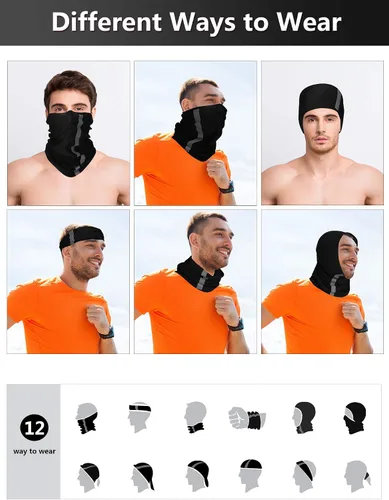 Vista 3 de SATINIOR 8 piezas de polaina reflectante para el cuello para hombre, pasamontañas de ciclismo, máscara facial, bandana para el sol para hombre