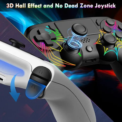 Vista 3 de DEFNDR 2 Pack Wireless Controller for PS4 - Controller fit for PlayStation 4/Pro/Slim/PC, Spider Pattern Design, 1000mAh Battery, Adjustable RGB