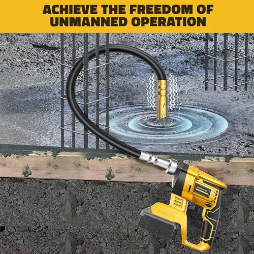 Vista 5 de LIVOWALNY Herramienta vibradora de hormigón de mano compatible con batería Dewalt de 20 V (solo herramienta), vibrador eléctrico inalámbrico