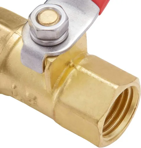 Vista 5 de 2 piezas de latón mini válvula de bola en línea interruptor de apagado, 1/4" NPT hembra x 1/4 pulgada NPT hembra accesorios de tubería, mango