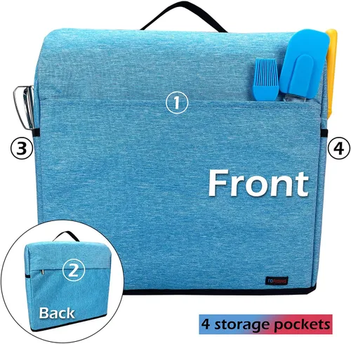 Vista 3 de Funda a prueba de polvo para batidora de pie, con bolsa organizadora para mezcladora Kitchenaid, múltiples bolsillos para varios accesorios de Azul