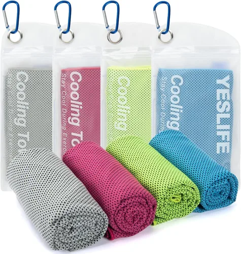 Vista 12 de YESLIFE Paquete de 4 toallas refrescantes de 40 x 12 pulgadas, toallas de gimnasio para hombres y mujeres, toallas de entrenamiento suaves y Negro