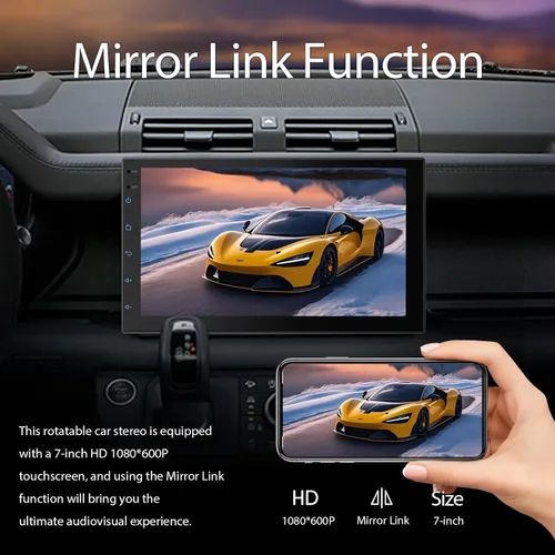 Vista 4 de Haudio Estéreo de auto de doble DIN de 7 pulgadas, radio táctil para automóvil con Apple Carplay inalámbrico y Android Auto, Mirror Link, Bluetooth