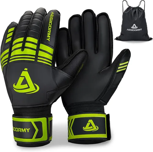 Vista 8 de Guantes de portero de fútbol con protección para los dedos para prevenir lesiones, agarre fuerte para enfrentamientos difíciles, guantes de portero