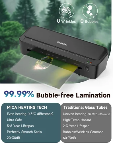 Vista 3 de Máquina Laminadora OidoZac, Tecnología Antiatasco de 11 en 1 con 36 Hojas Laminadoras, Laminadora Térmica de 9 Pulgadas A4, Máquina Laminadora A4