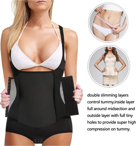 Vista 2 de Gotoly Body de entrenamiento de cintura para mujer corsé con control de abdomen moldeador de cuerpo completo camiseta sin mangas con correas