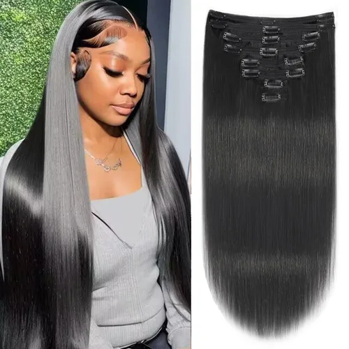 Vista 54 de Extensiones de cabello humano real rizado con clip, 4/27/4, ombré, rizado con clip, para mujer, 3C y 4A (12 pulgadas, #4/27/4)