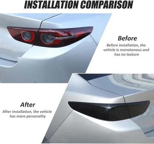 Vista 2 de Accesorios de cubierta de protección de luz trasera exterior de automóvil ABS para Mazda 3 BP 2020 2021