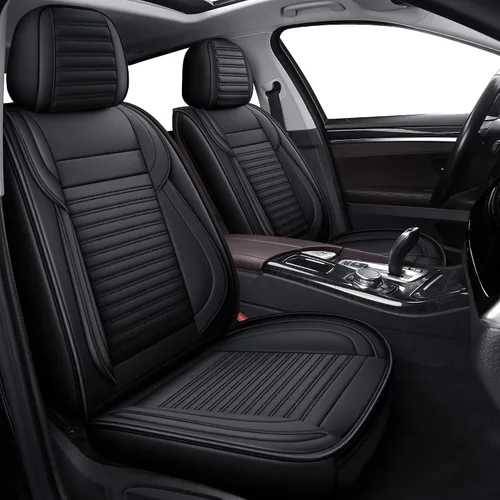 Vista 20 de LINGVIDO - Fundas de piel sintética con respaldo para asiento de automóvil, transpirables, impermeables, universal y antideslizante, para SUV Beige