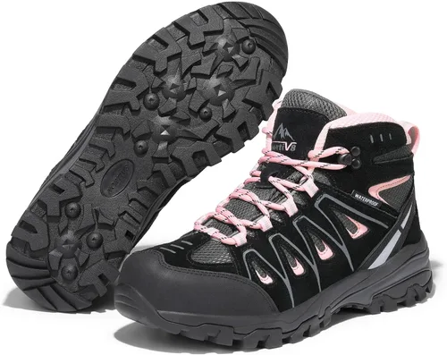 Vista 6 de NORTIV 8 Botas de senderismo impermeables para mujer, para exteriores, senderismo, camping, botas de búsqueda