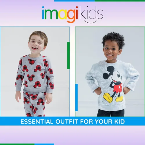 Vista 3 de Disney Conjunto de sudadera y pantalones de Mickey Mouse para bebés y niños pequeños (12 meses - 7-8)