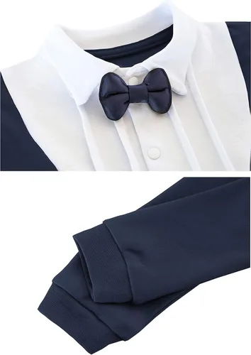 Vista 4 de Lilax Traje de esmoquin con estilo navideño para bebé niño con pajarita