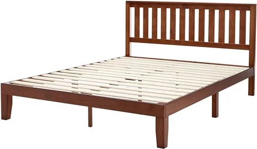 Vista 3 de Marco de cama de plataforma de madera maciza con cabecero en acabado espresso