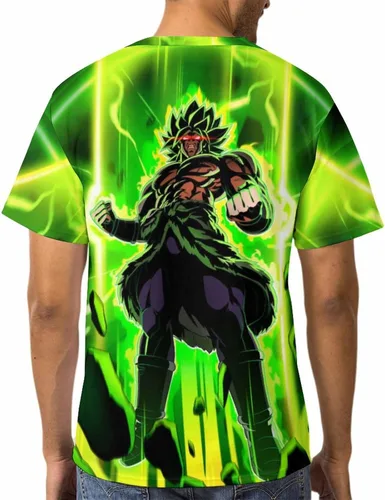 Vista 3 de Saiyajin Broly - Camisetas casuales para hombre, manga corta, unisex, cuello redondo, camisetas para jóvenes y adultos
