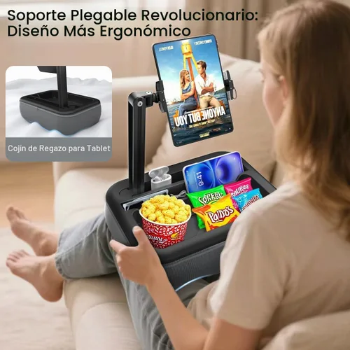 Vista 2 de V-Hold - Soporte de almohada para tableta, soporte de almohada Kindle con cuenco para aperitivos, soporte para tablet para regazo en la cama