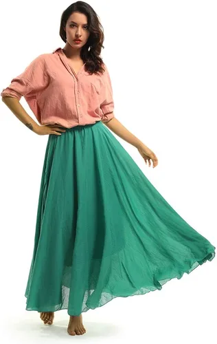 Vista 3 de Maxivestido largo estilo bohemio de algodón con cintura elástica para mujer