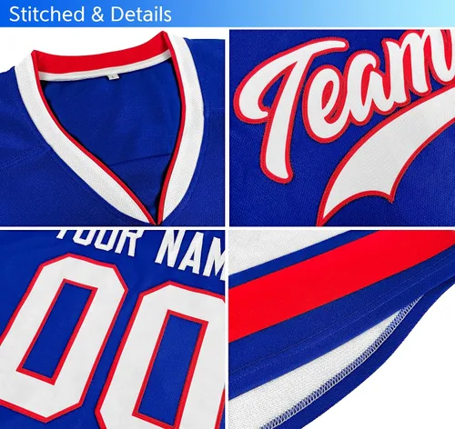 Vista 4 de Camiseta de hockey personalizada para hombres y jóvenes, camisetas de práctica cosidas o impresas, número de nombre personalizado Añadir logotipo